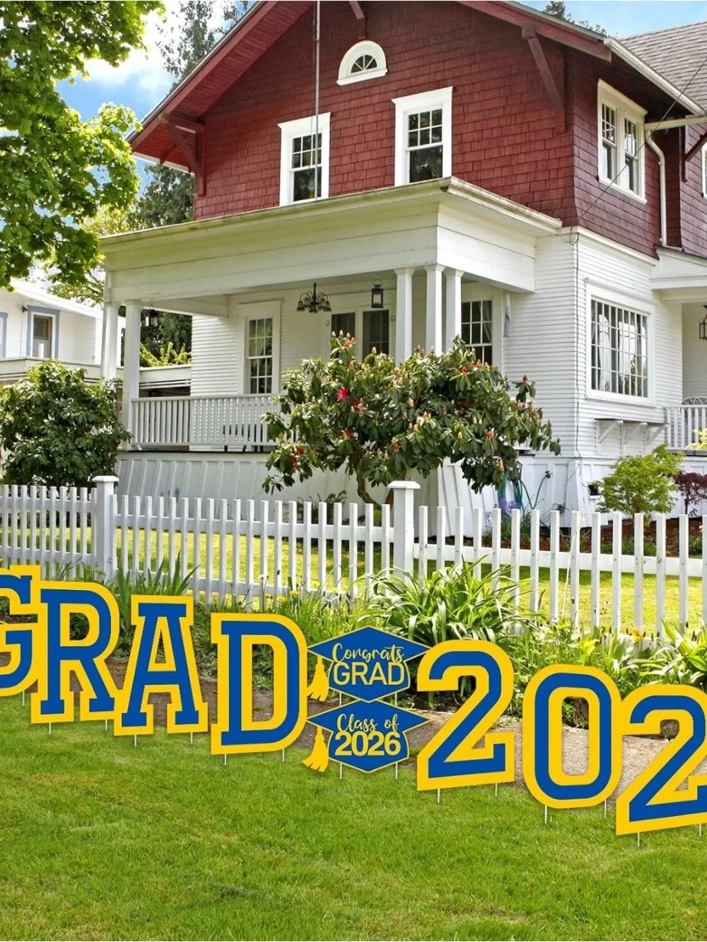 Graduation Yard Sign Set - Blue & Yellow 2026 GRAD
